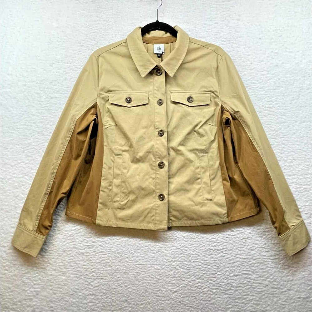 CAbi Jacket Womens Medium Brown Mason Jacket Tan Button Pockets